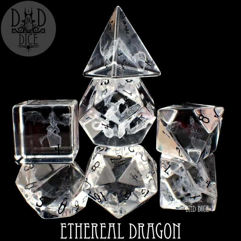 Ethereal Dragon Glass Dice Set