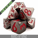 Runes of Rage Metal Glow Dice Set