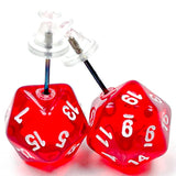 Translucent Red Mini d20 Stud Earrings