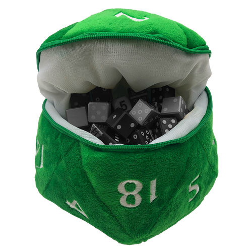Green d20 Plush Dice Bag