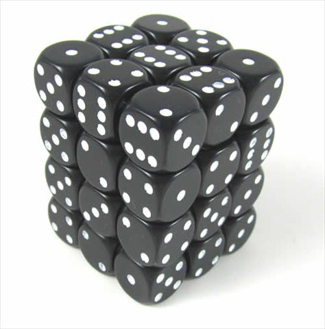 Opaque Black/White 12mm D6 Set