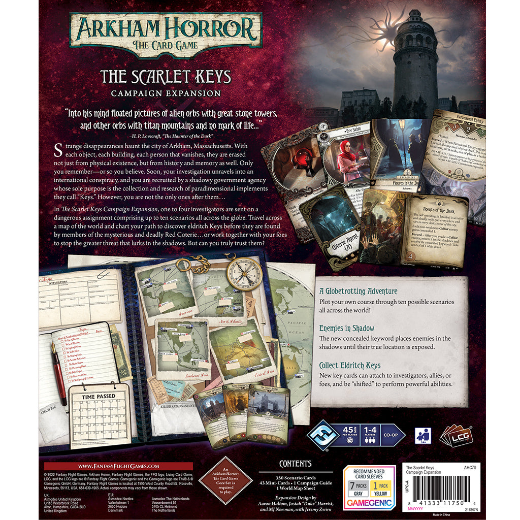 AH LCG: The Scarlet Keys Campaign Expansion back of the box