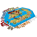 Board set up of Catan: Treasures, Dragons, and Adventures