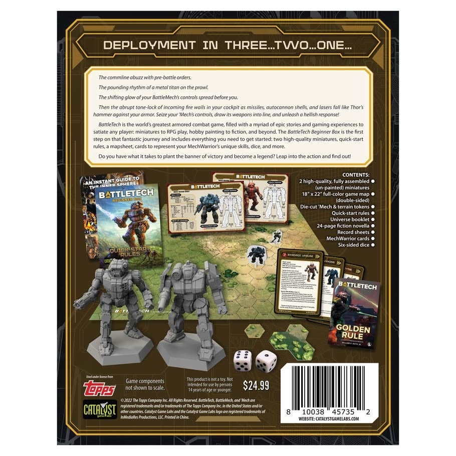 Back of box of BattleTech: Beginner Box 2022 Edition