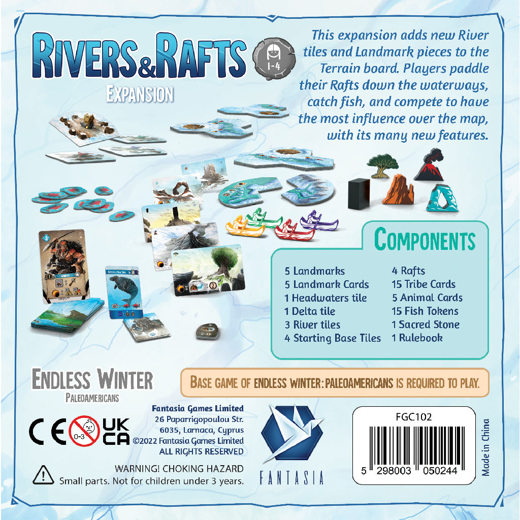 The back of the box of Rivers and Rafts expansion