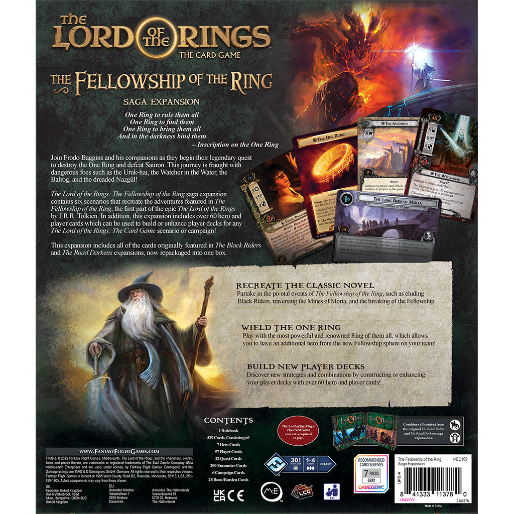 LotR LCG: The Fellowship of the Ring Saga Expansion box back
