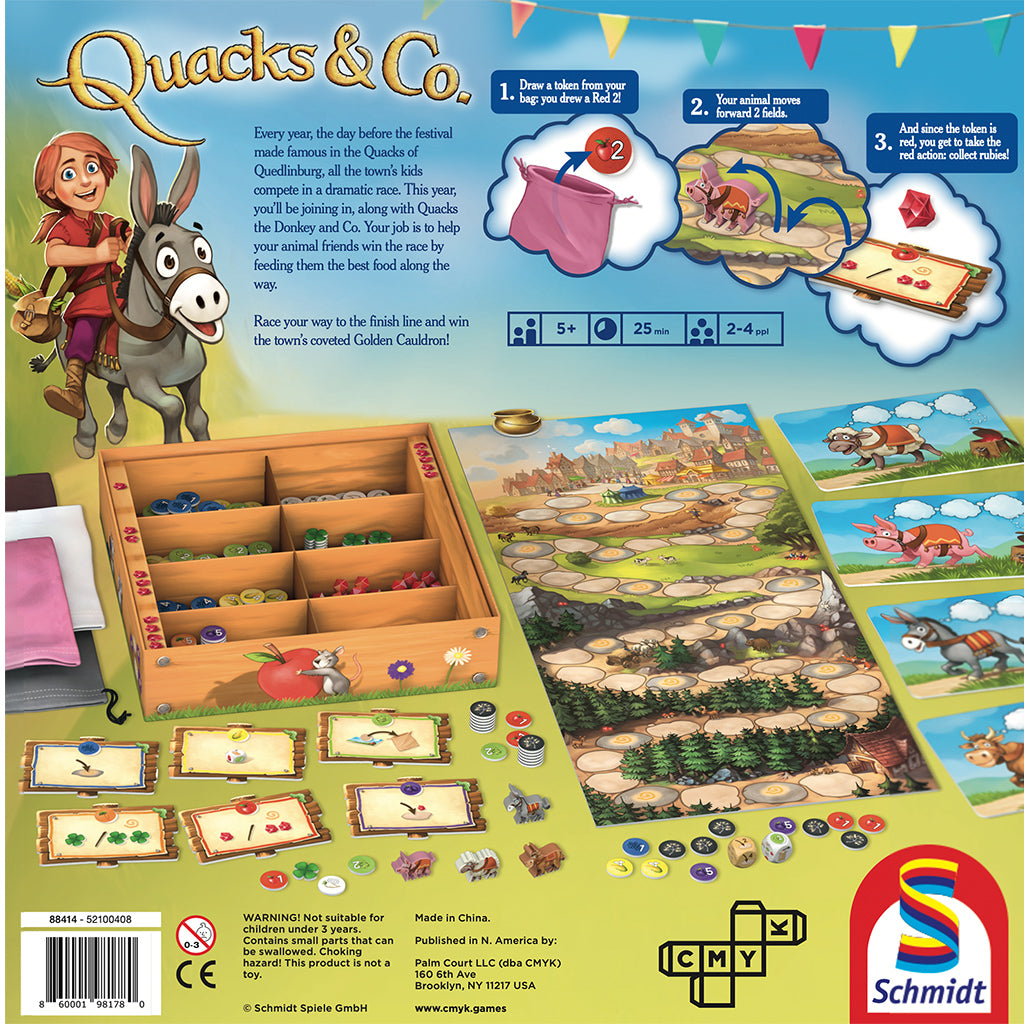 Back of the box of Quacks & Co.