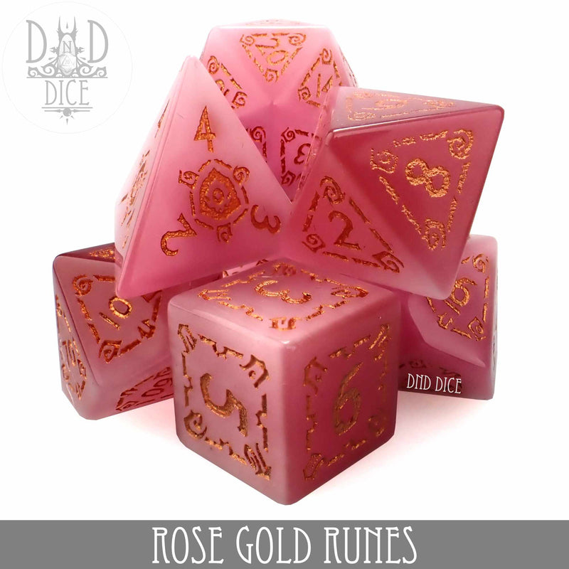 Rose Gold Runes Dice Set