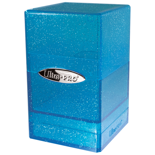 Glitter Blue Satin Tower Deck Box
