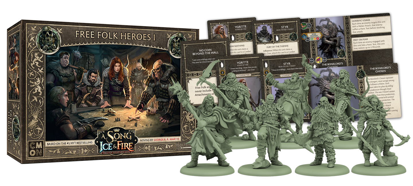 Box art and items from ASOIF: Free Folk Heroes 1