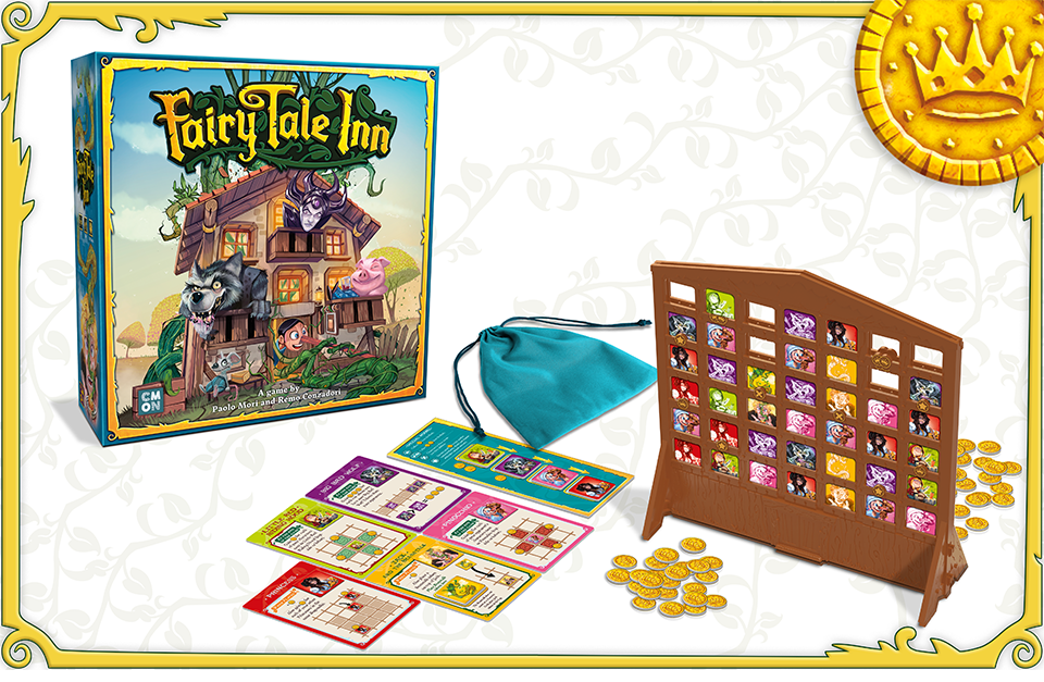 Box art and game set up of Fairy Tale Inn