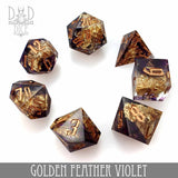 Golden Feather Violet Handmade Dice Set