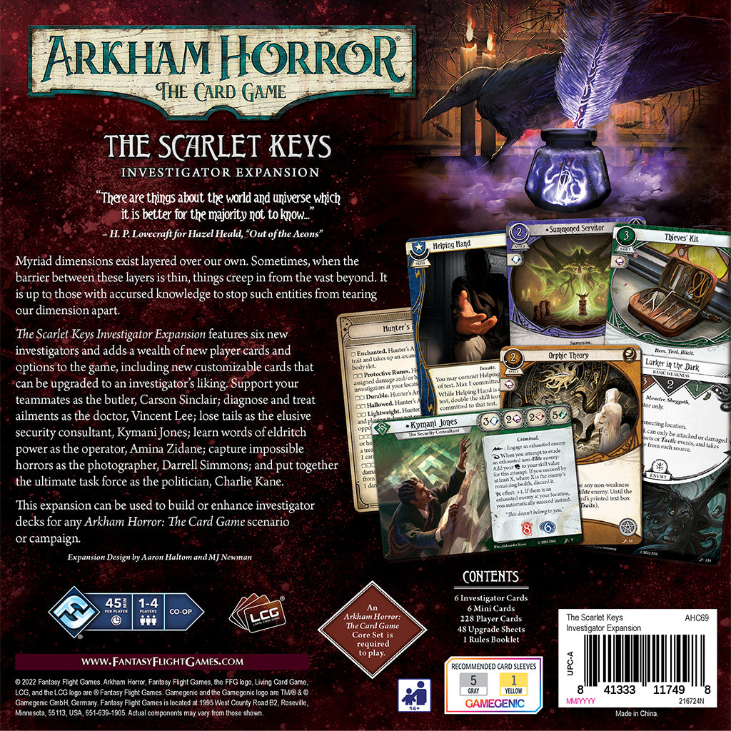 arkham horror card game scarlet keys Arkham Horror: The Scarlet Keys Investigator Exp