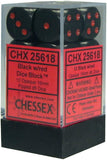 Opaque Black/Red 16mm D6 Set