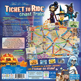 Back of the box of Ticket to Ride: Ghost Train